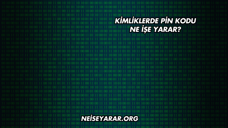 Kimliklerde Pin Kodu Ne İşe Yarar?